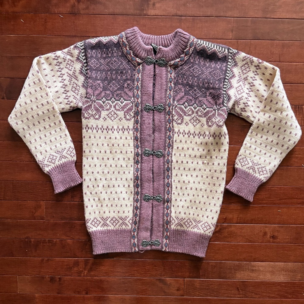 Dale of Norway Nordic Purple Wool Sweater Cardigan
